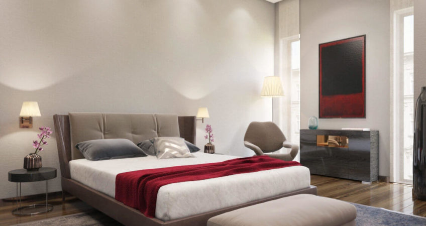 visualisation 3D d'une chambre parentale rénovée