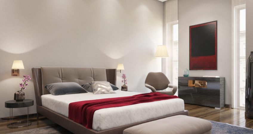 visualisation 3D d'une chambre parentale rénovée
